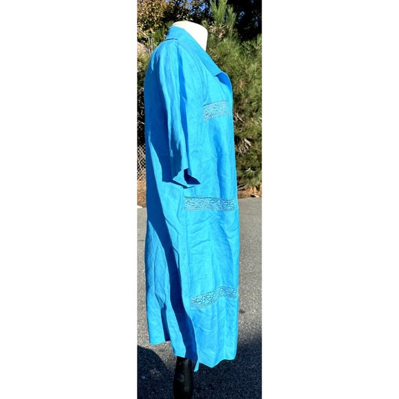 DressBarn Womens Blue 14W Dress Shirt Button Up Short Sleeve Padded Shoulder - Picture 2 of 16